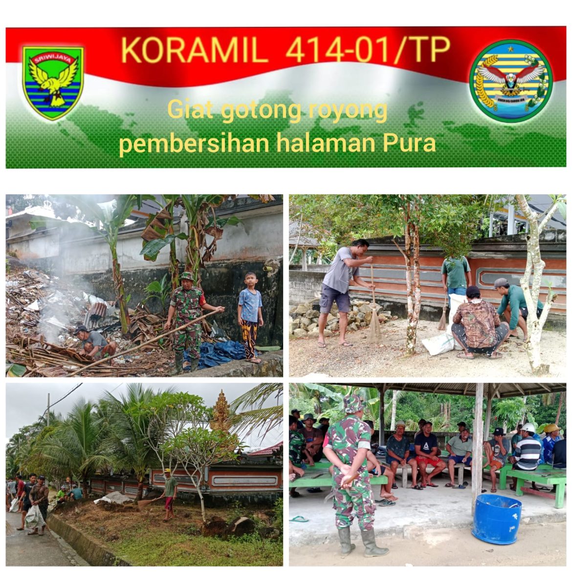 Penyiapan Sarana dan Prasarana Untuk Persembahyangan,Babinsa Pelepak Pute Ikuti Gotong Royong