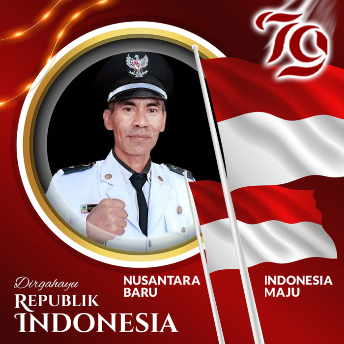 Kepala desa Pasanggarahan Rosidin Muharam beserta seperangkat Desa  Mengucapkan selamat HUT Kemerdekaan RI KE-79