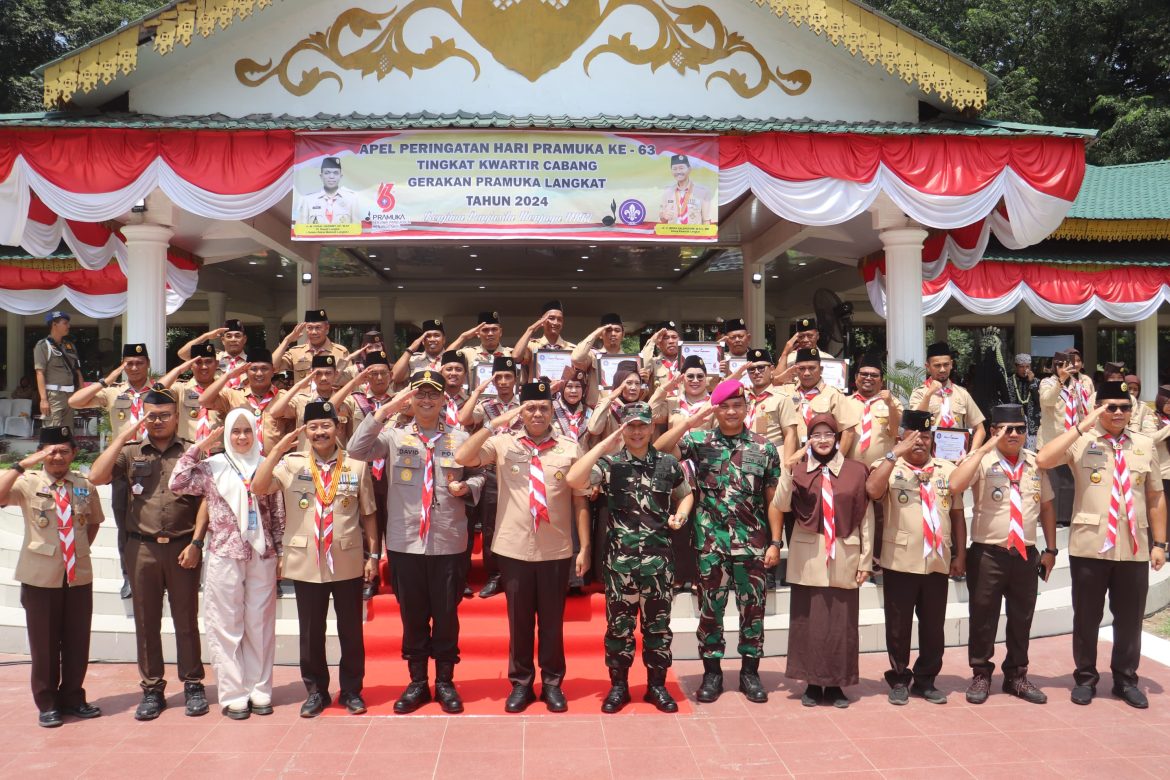 Kapolres Langkat Hadiri Upacara Hari Pramuka ke-63 Tahun 2024 di Alun-Alun Tengku Amir Hamzah.