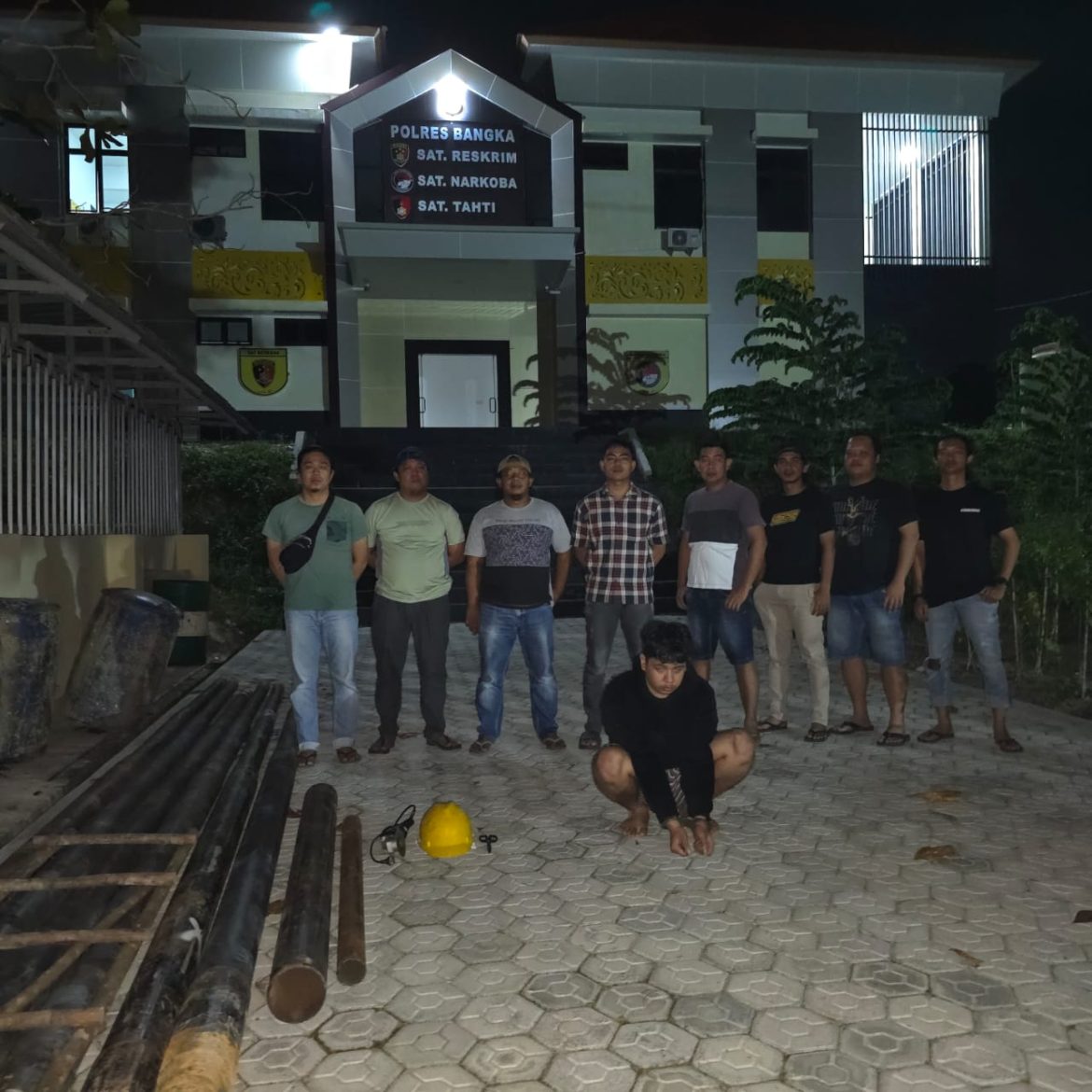 Tim Kelambit Sat Reskrim Polres Bangka Berhasil Ungkap Kasus Pencurian Tiang Listrik Biznet.