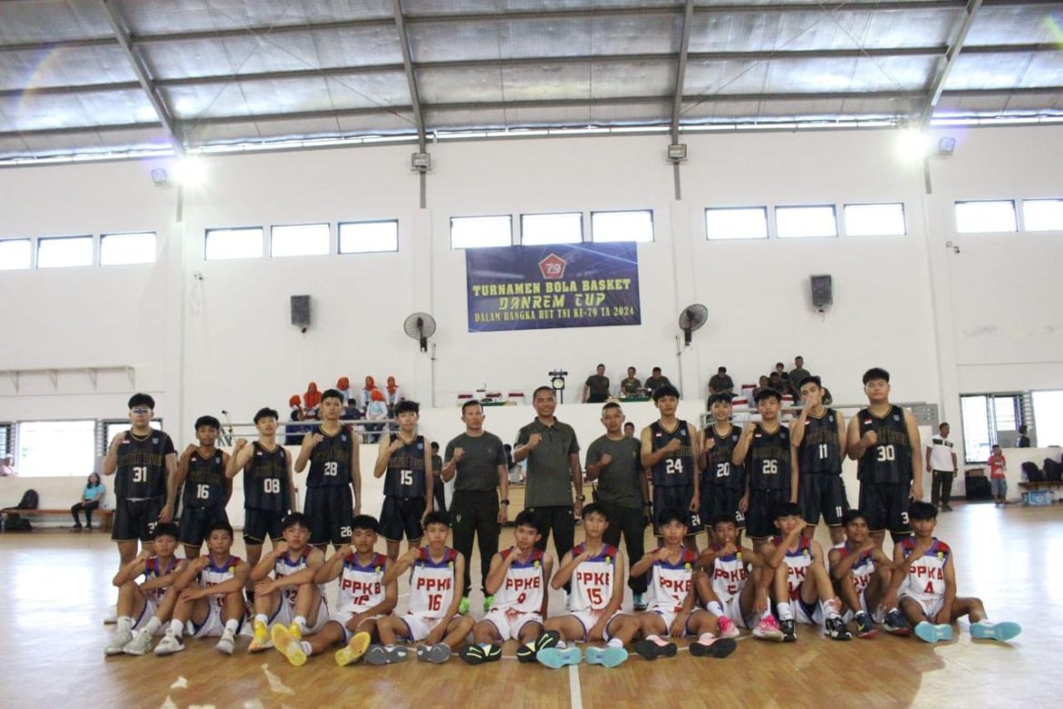 Dalam rangka HUT TNI Ke-79, Korem 045/Gaya Gelar Turnamen Bola Basket antar Pelajar Se-Babel