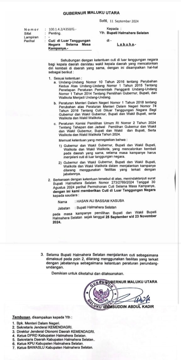 Resmi Cuti Kampanye, Bassam Kasuba Diminta Tidak Gunakan Fasilitas Negara Untuk Kepentingan Politik