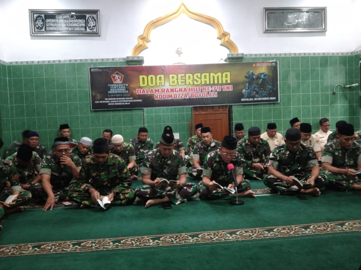 Dandim Boyolali Pimpin Doa Bersama Dalam Rangka HUT ke 79 TNI