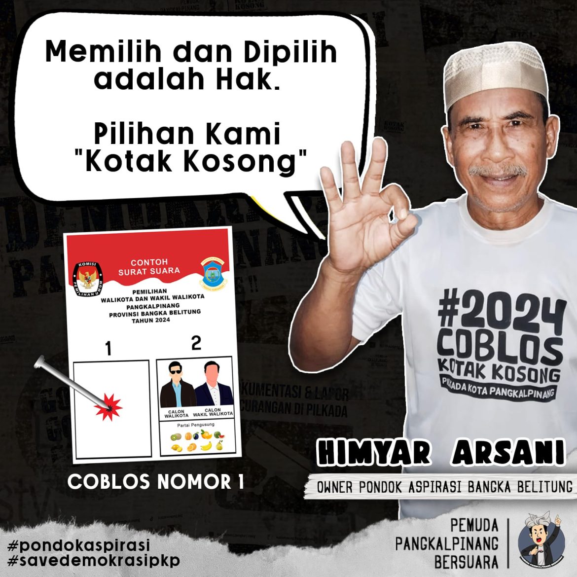 Himyar Arsani Dorong Masyarakat Pilih Kotak Kosong untuk Perubahan Pangkalpinang