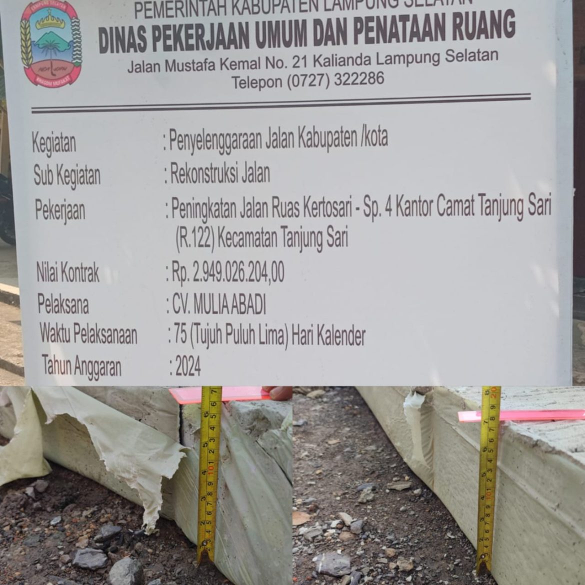 Pekerjaan Peningkatan Jalan Ruas Kertosari, Ketebalan Rabat Beton diduga Tak Sesuai Spek