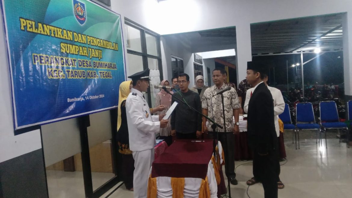 Pemdes Bumiharja Gelar Pelantikan dan Pengambilan Sumpah Janji Perangkat Desa Untuk Kepala Dusun I 