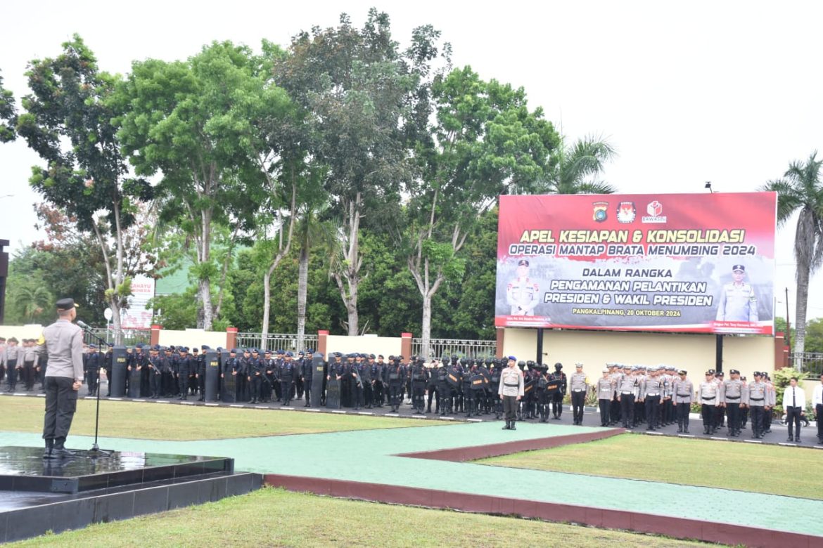 Polda Babel Gelar Apel Kesiapan Dan Konsolidasi Pengamanan Pelantikan Presiden Dan Wapres 2024