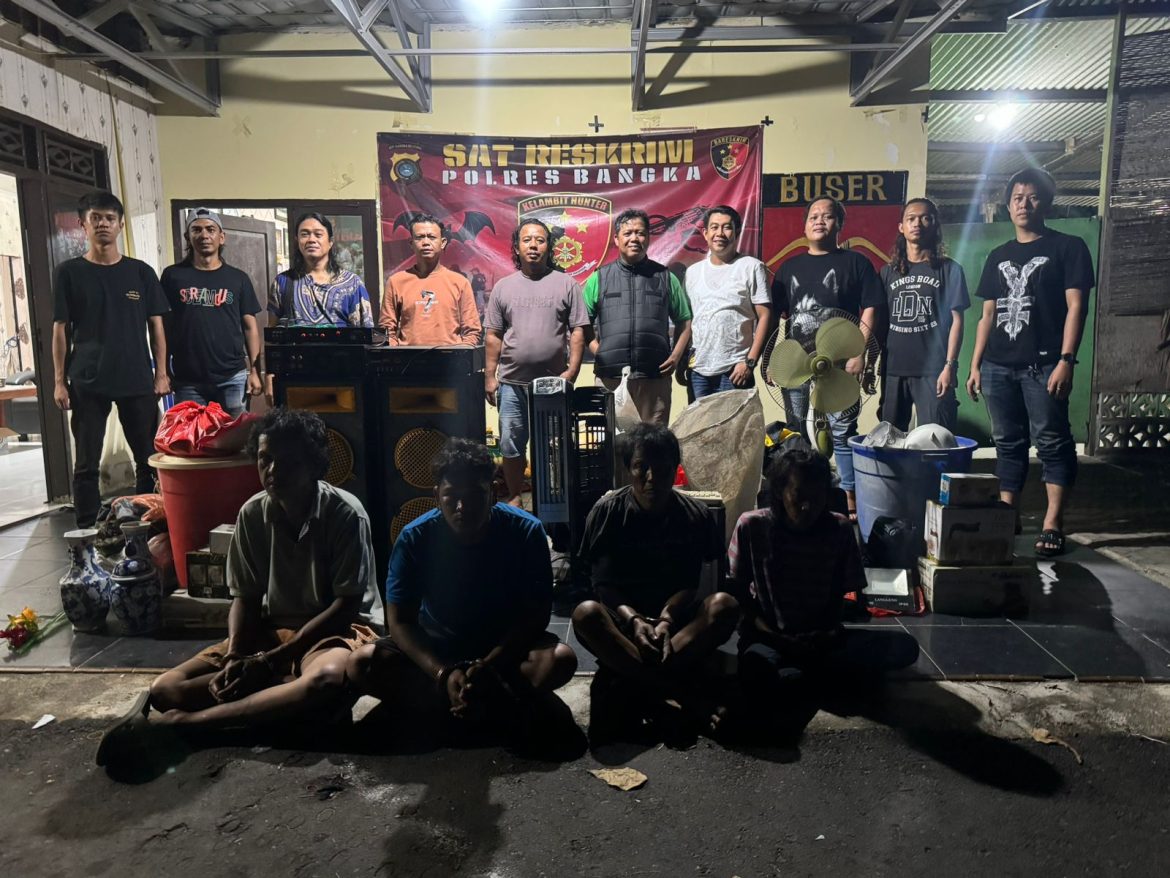 Satreskrim Polres Bangka Tangkap 4 Pelaku Pencurian Rumah Kosong di Nangnung