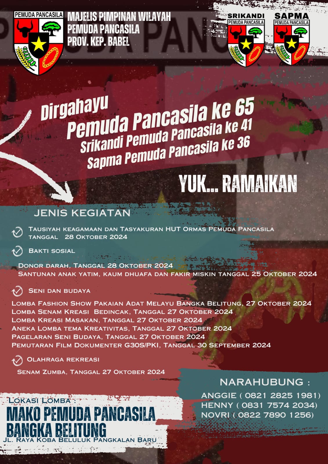 HUT Pemuda Pancasila Ke 65 Tahun Momentum Menjaga Keutuhan NKRI dan Bangka Belitung