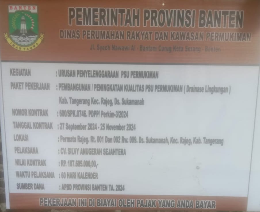 Pasang U-ditch Dalam Kondisi Banjir, CV. Silvy Anugrah sejahtera Tidak Ditegur Pihak Kecamatan Rajeg