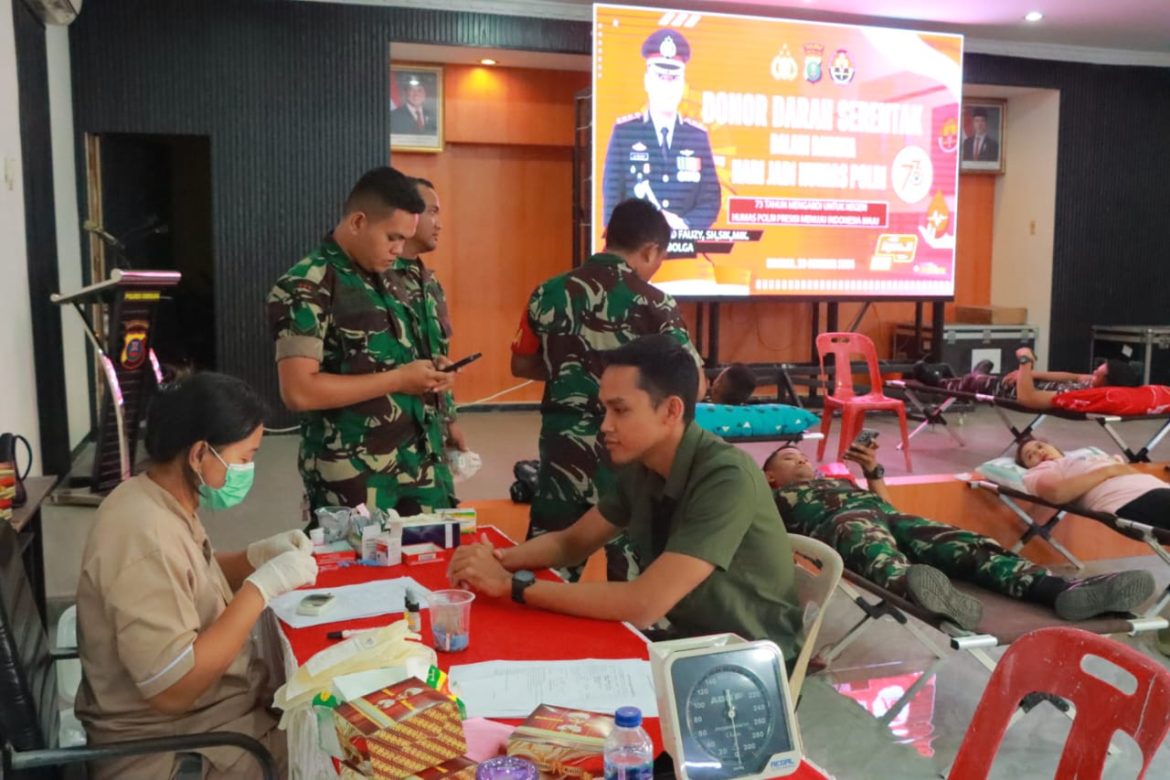 Kegiatan donor darah hut humas polres dan TNI sibolga  