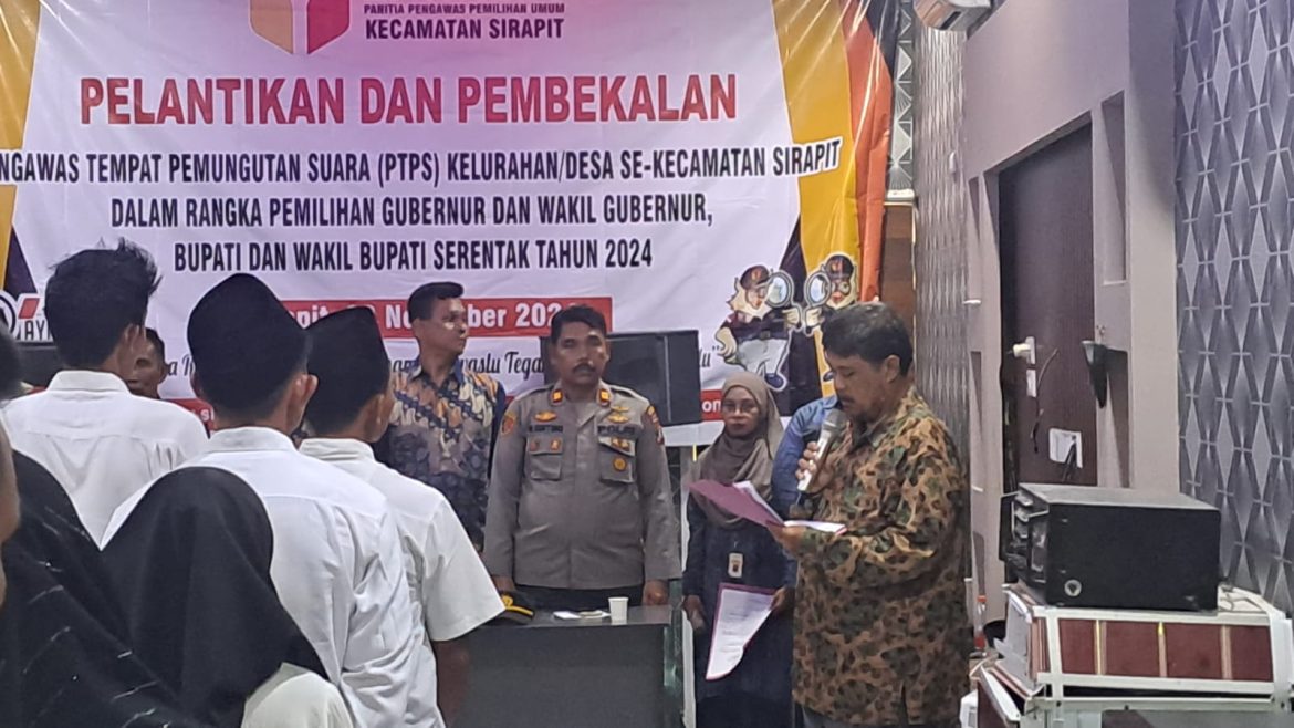 Kapolsek Kuala Hadiri Pelantikan dan Pembekalan pengawas PTPS Pilkada 2024.