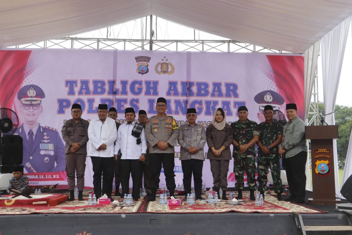 Cooling System Pilkada 2024 Polres Langkat Gelar Tabligh Akbar Wujudkan Pilkada Aman dan Dama.