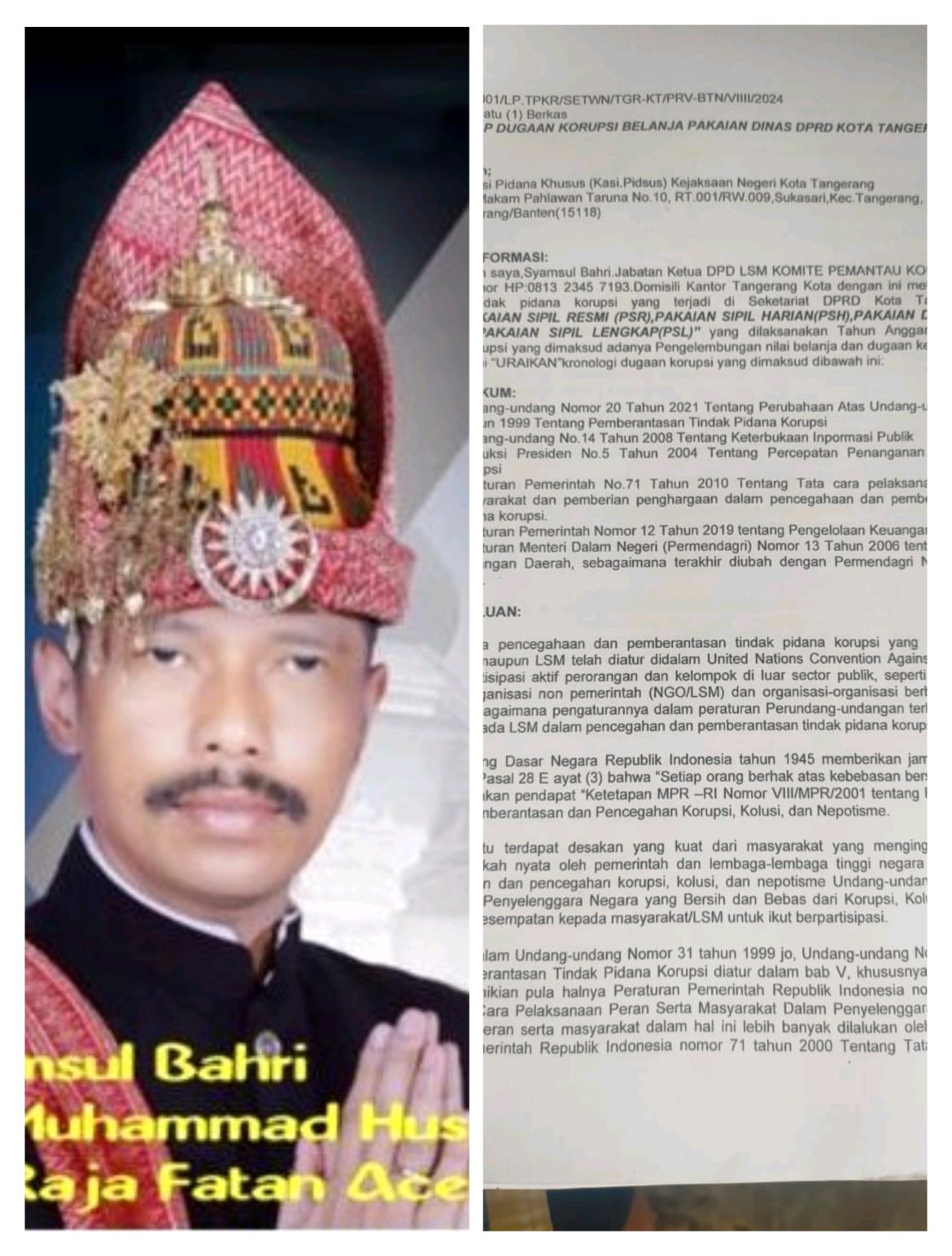 LAPORAN DUGAAN KORUPSI DIKEJARI TERKESAN JALAN DITEMPAT