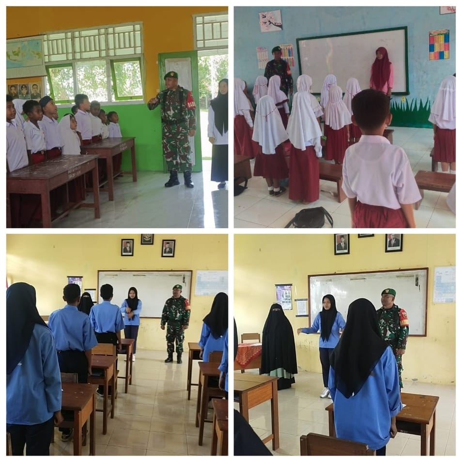 Bangun Jiwa Nasionalisme, Kodim 1509/Labuha Kampanyekan Lagu Indonesia Raya Di Setiap Sekolah Pada Jam 10 Pagi
