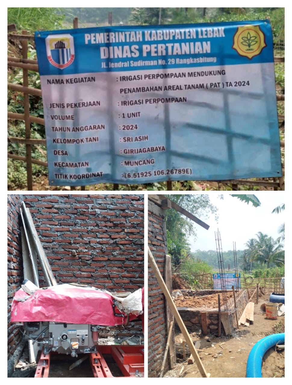 Diduga Pembangunan Proyek Irigasi Perpompaan di Desa Girijagabaya Kecamatan Muncang Asal Jadi 