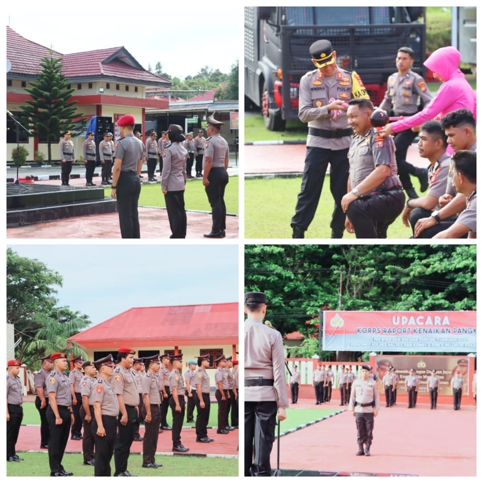 Kapolres Halmahera Selatan Pimpin Langsung Upacara Korps Raport Kenaikan Pangkat 38 Personil