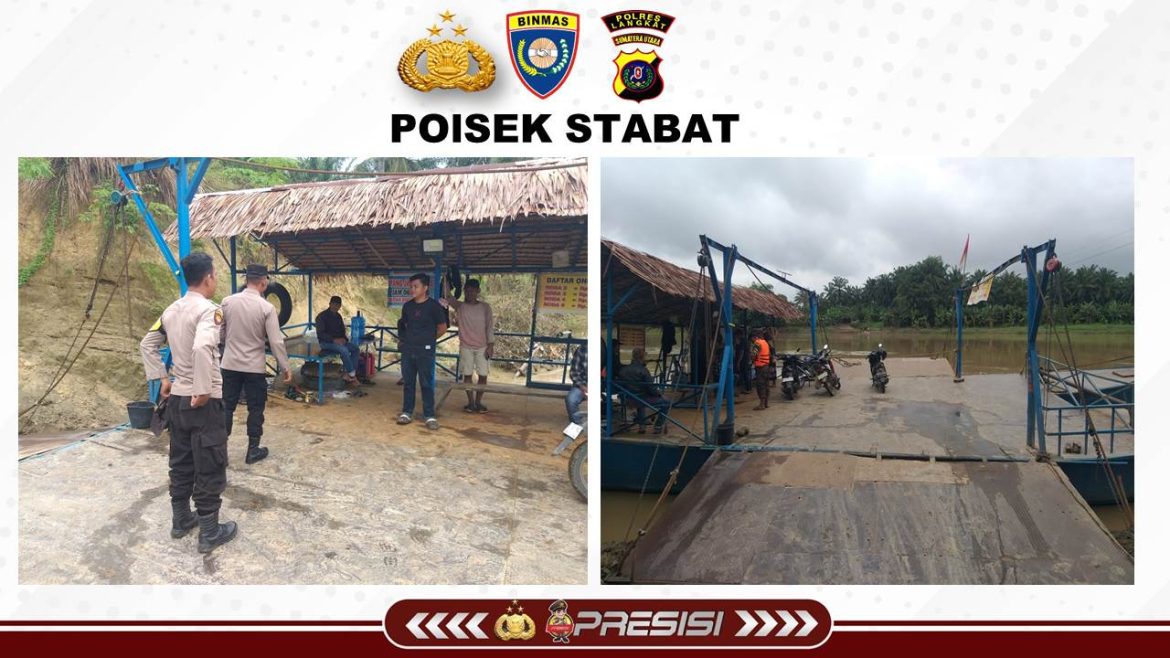 Sat Binmas dan Bhabinkamtibmas Polres Langkat edukasi dan sosialisasi keselamatan penyebrangan Getek.