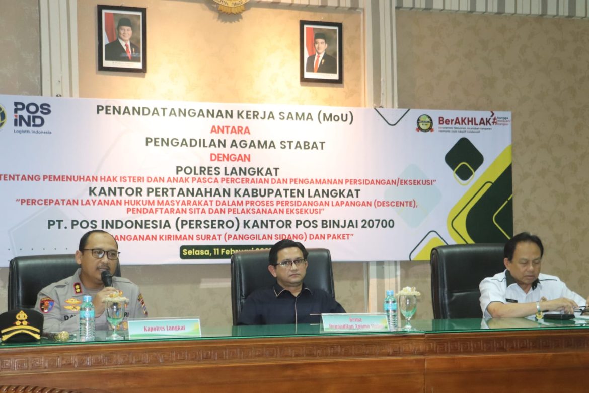 Polres Langkat jalin Kerjasama dengan Pengadilan Agama Stabat terkait Pemenuhan Hak-Hak Perempuan dan anak Pasca Perceraian dan Pengamanan persidangan.