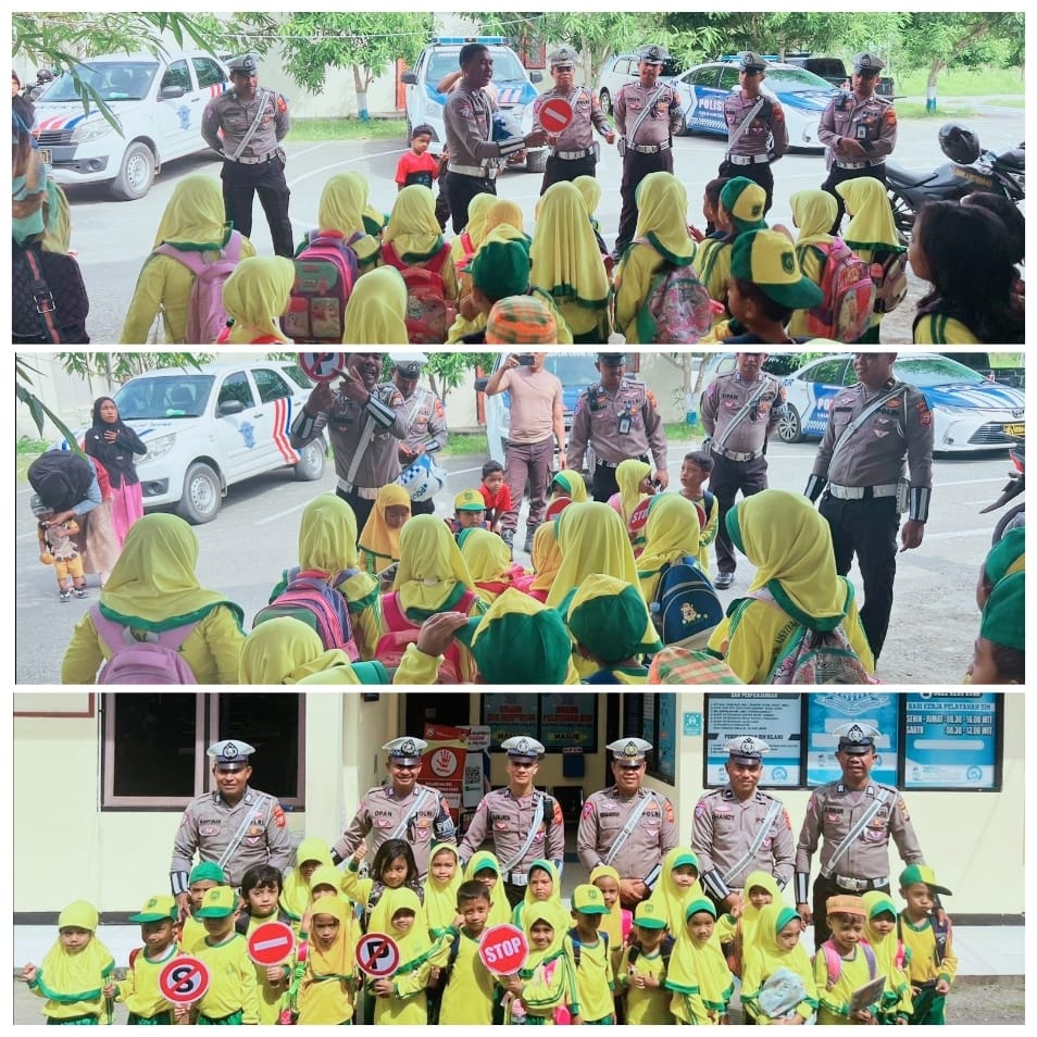 Terima Kunjungan Murid TK Aisyiyah, Polres Halsel Tanamkan Pentingnya Rasa Nasionalisme