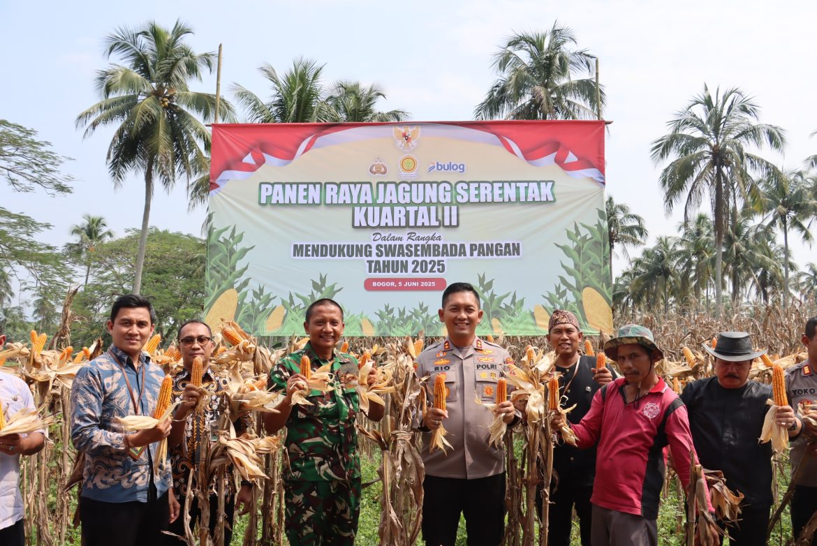 Kapolres Bogor Hadiri Panen Raya Jagung Serentak di Rumpin, Dukung Swasembada Pangan Nasional   