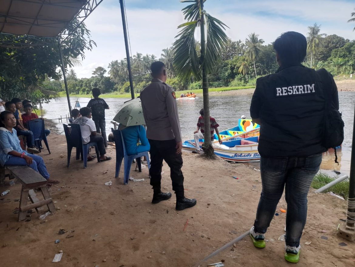 Polsek Indralaya Tindaklanjuti Kejadian Speed Boat Terbalik di Sungai Desa Lubuk Sakti serta sampaikan Himbauan