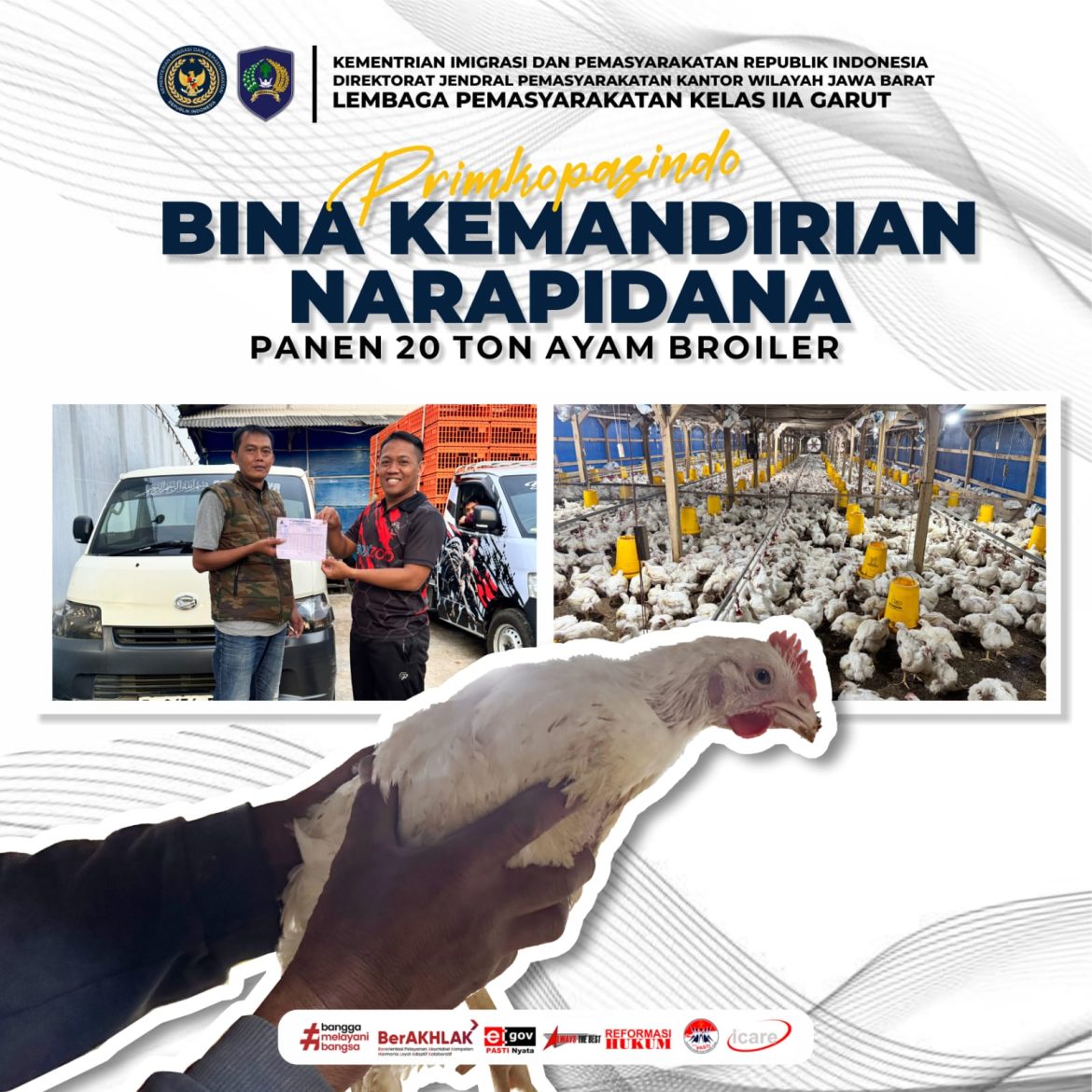 PRIMKOPASINDO BINA KEMANDIRIAN NARAPIDANA, PANEN 20 TON AYAM BROILER   