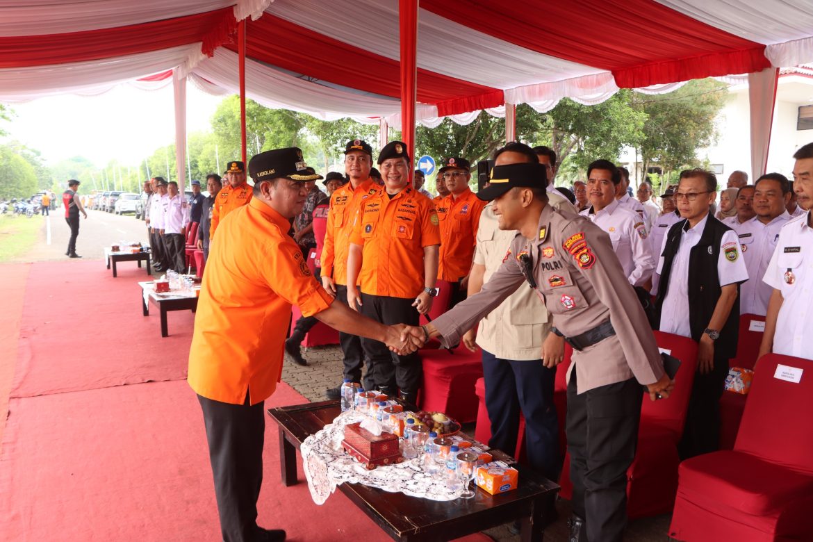 Polres Banyuasin Bersama Pemkab Banyuasin Apel Gelar Pasukan dan Simulasi Penanganan Karhutla