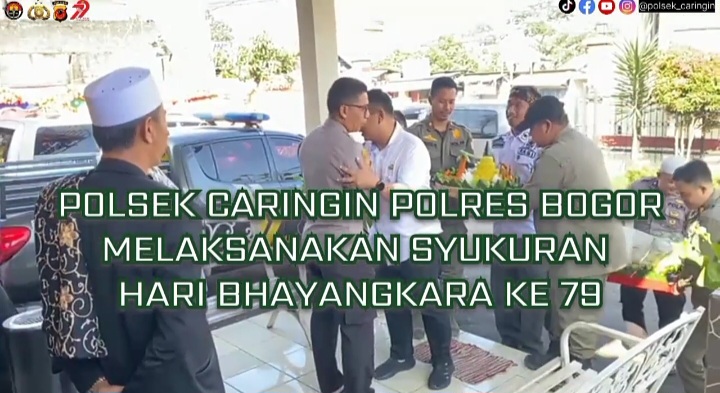 Syukuran dan Doa Bersama Dalam Rangka Hut-Bhayangkara Ke-79, dan kenaikan Pangkat, Polsek Caringin Gelar Santunan Anak Yatim   