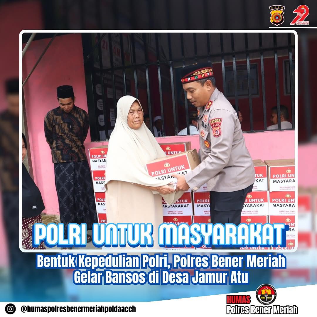 Polres Bener Meriah Salurkan Puluhan Bantuan Sosial untuk Warga Desa Jamur Atu, Kecamatan Mesidah   