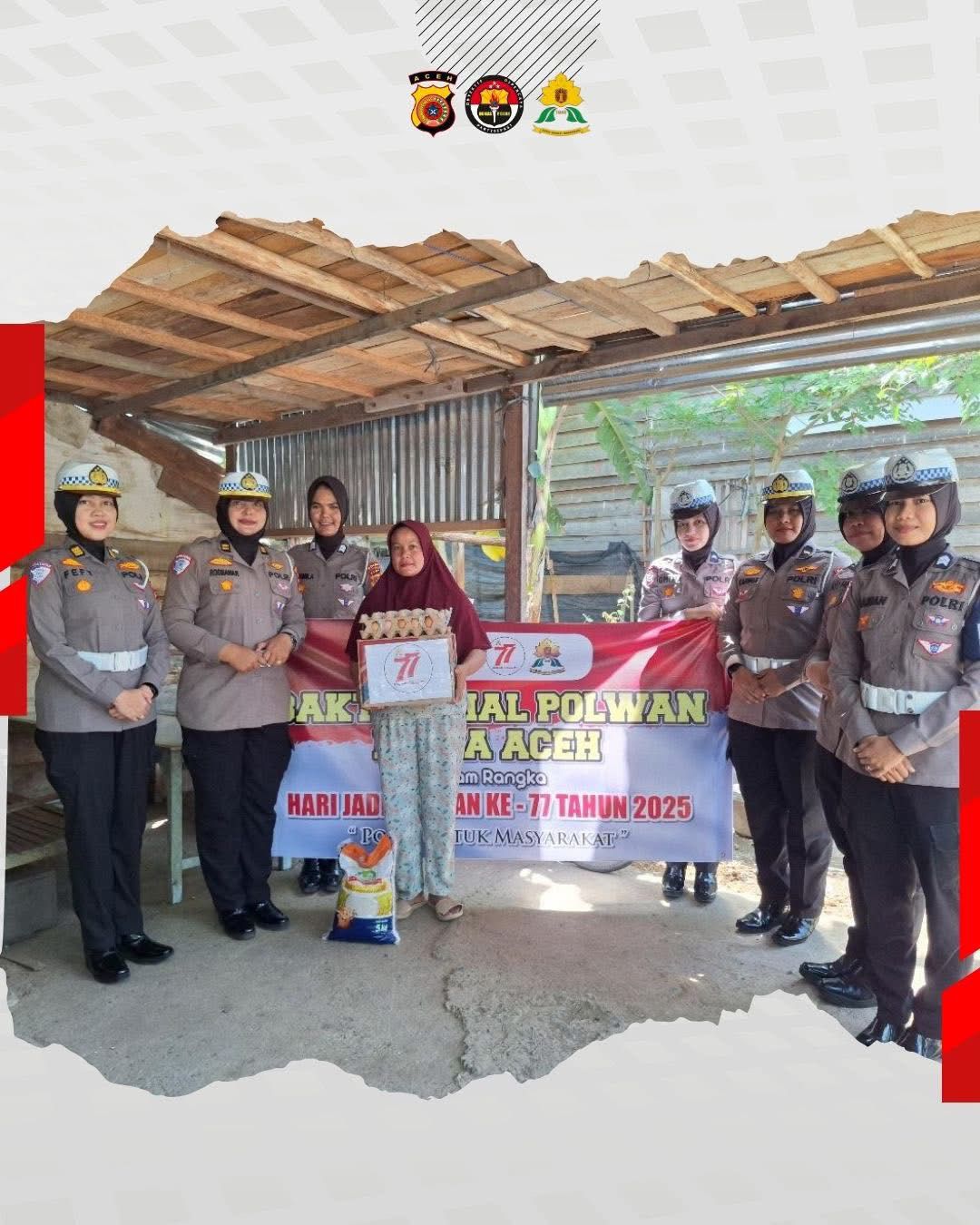 Polwan Polda Aceh Gelar Baksos Dengan Menyalurkan Bantuan Untuk Warga         