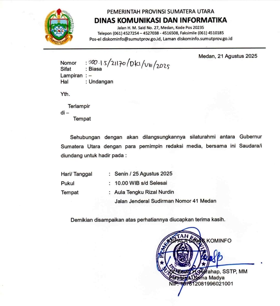 Kadis Kominfo Sumut Dicurigai Sengaja Pecah Belah Media, Pemicu Kemarahan Insan Pers      