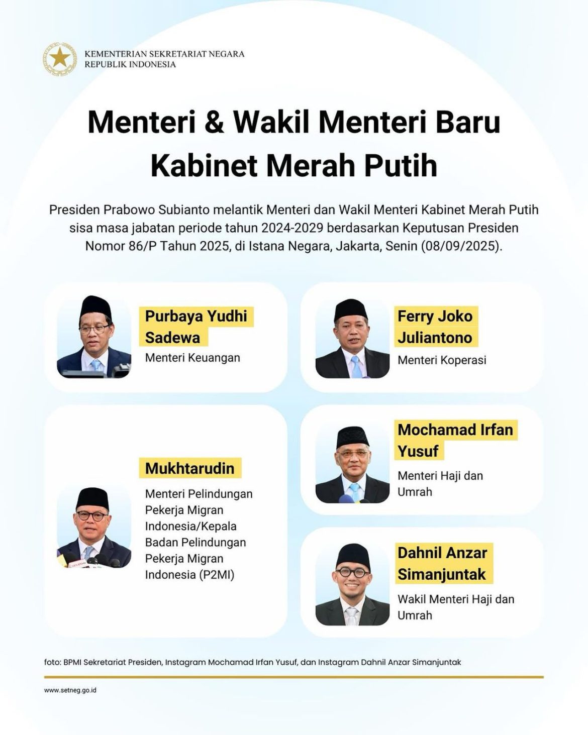 Usai Pelantikan, Para Menteri Menegaskan Komitmen Untuk Segera Bekerja Sesuai Amanah Presiden   