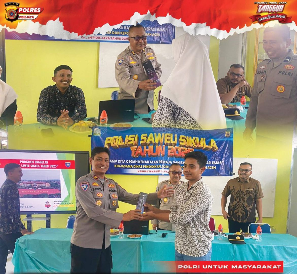 Dit Binmas Polda Aceh Bersama Polres Pidie Jaya Gelar Polisi Saweu Sikula di SMA Negeri 1 Trienggadeng   