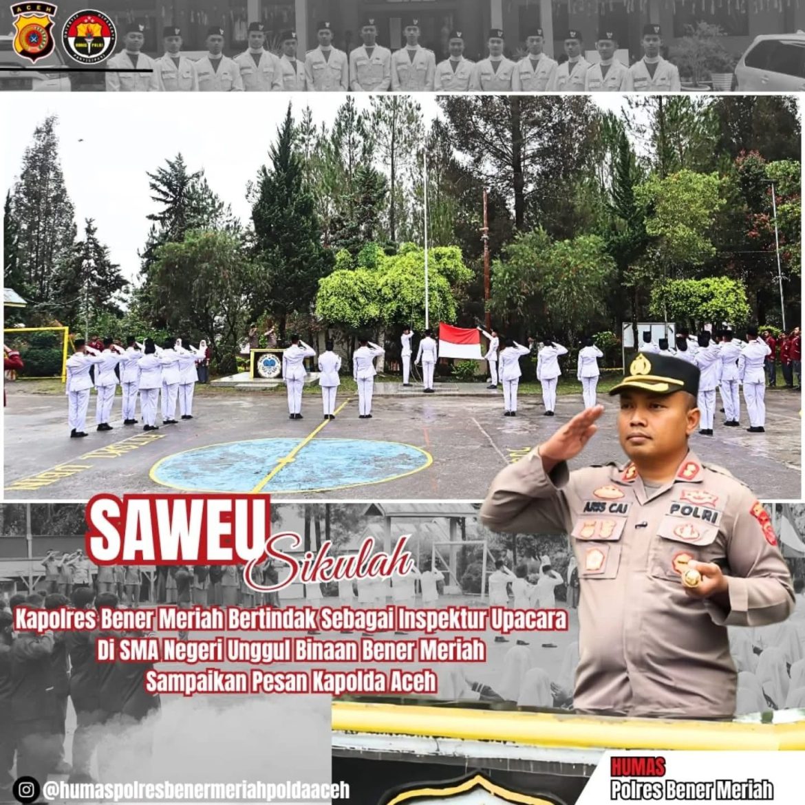 Kapolres Bener Meriah, Pejabat Utama Polres dan Kapolsek Jajaran Serentak Laksanakan Program Saweu Sikulah   