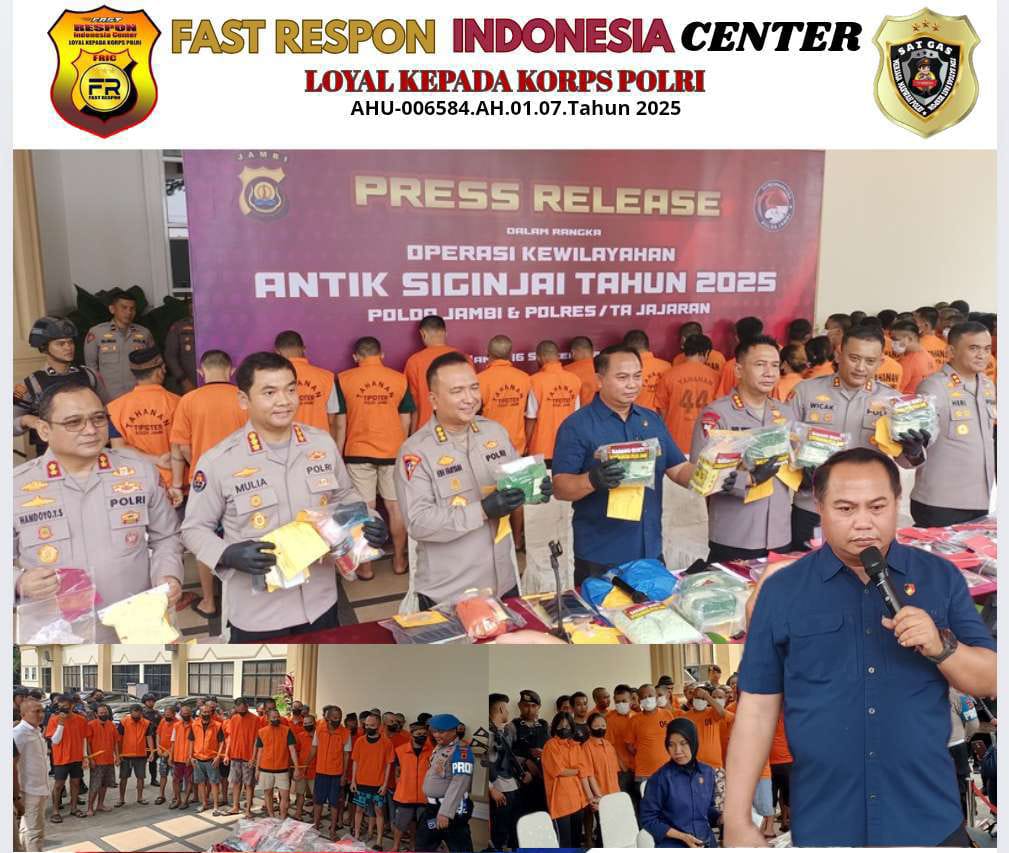 Polda Jambi Sampaikan Hasil Operasi Kewilayahan Antik Siginjai 2025 Target Operasi Tercapai 100 % dengan 247 Orang Tersangka    