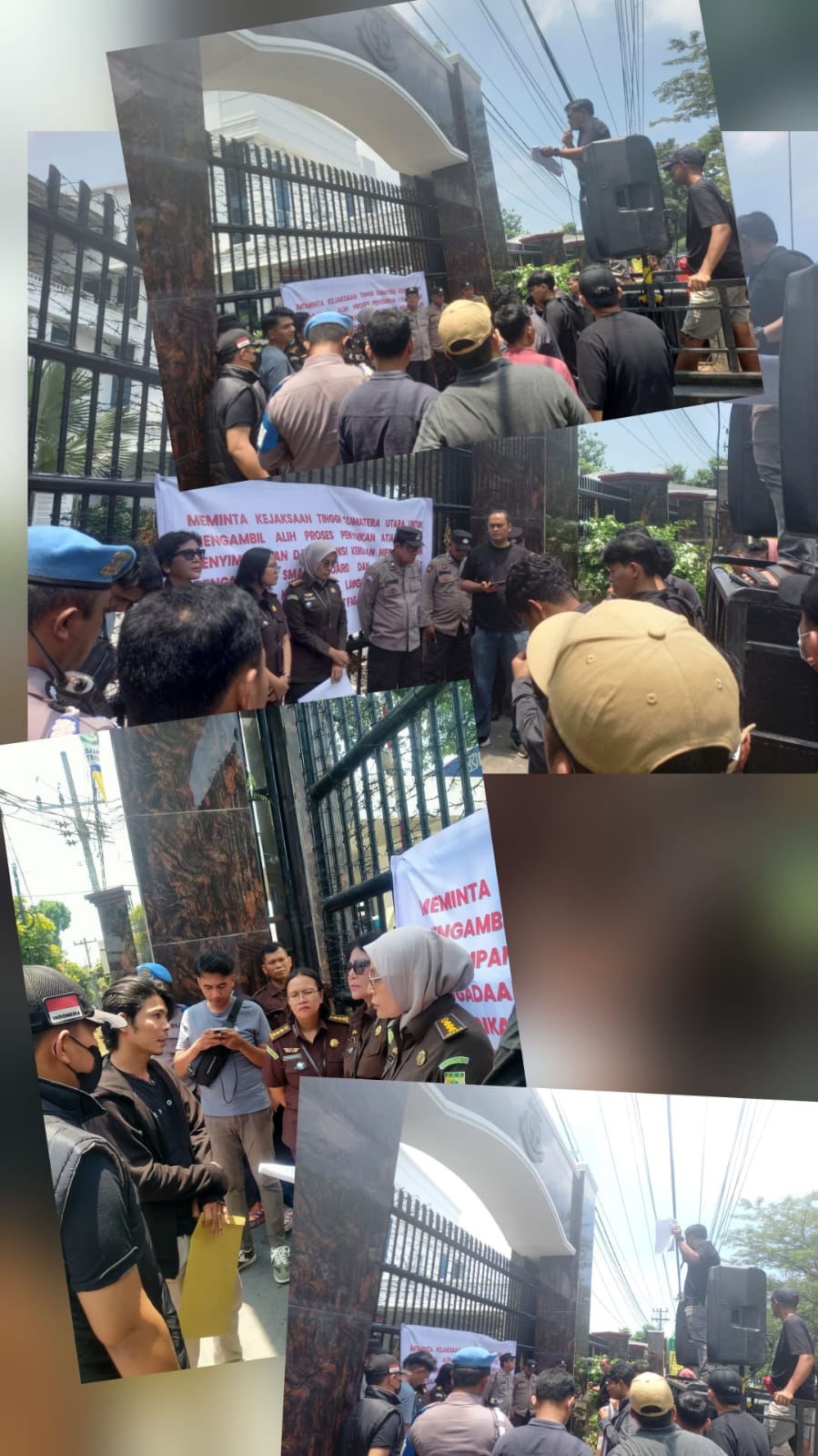Dugaan Korupsi Smart Board dan Meubilair, Demonstran ‘Geruduk’ Kejati Sumut dan Kantor Gubernur   
