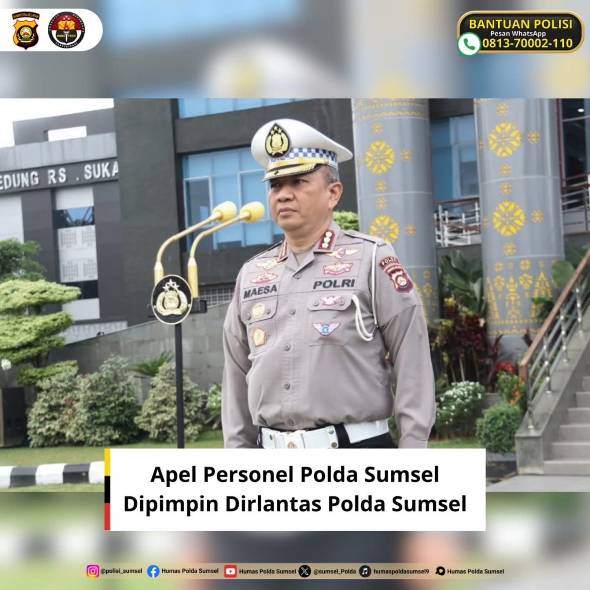 Apel Personel Polda Sumsel Dipimpin Dirlantas Polda Sumsel