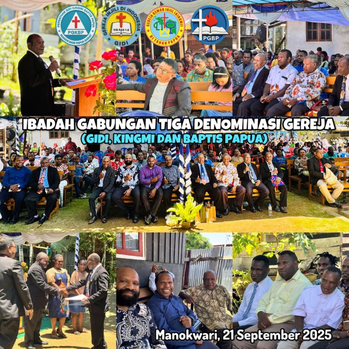 Ibadah Gabungan Tiga Denominasi Gereja GIDI, KINGMI dan BAPTIS PAPUA di Papua Barat, Wujudkan Persatuan dalam Kristus   