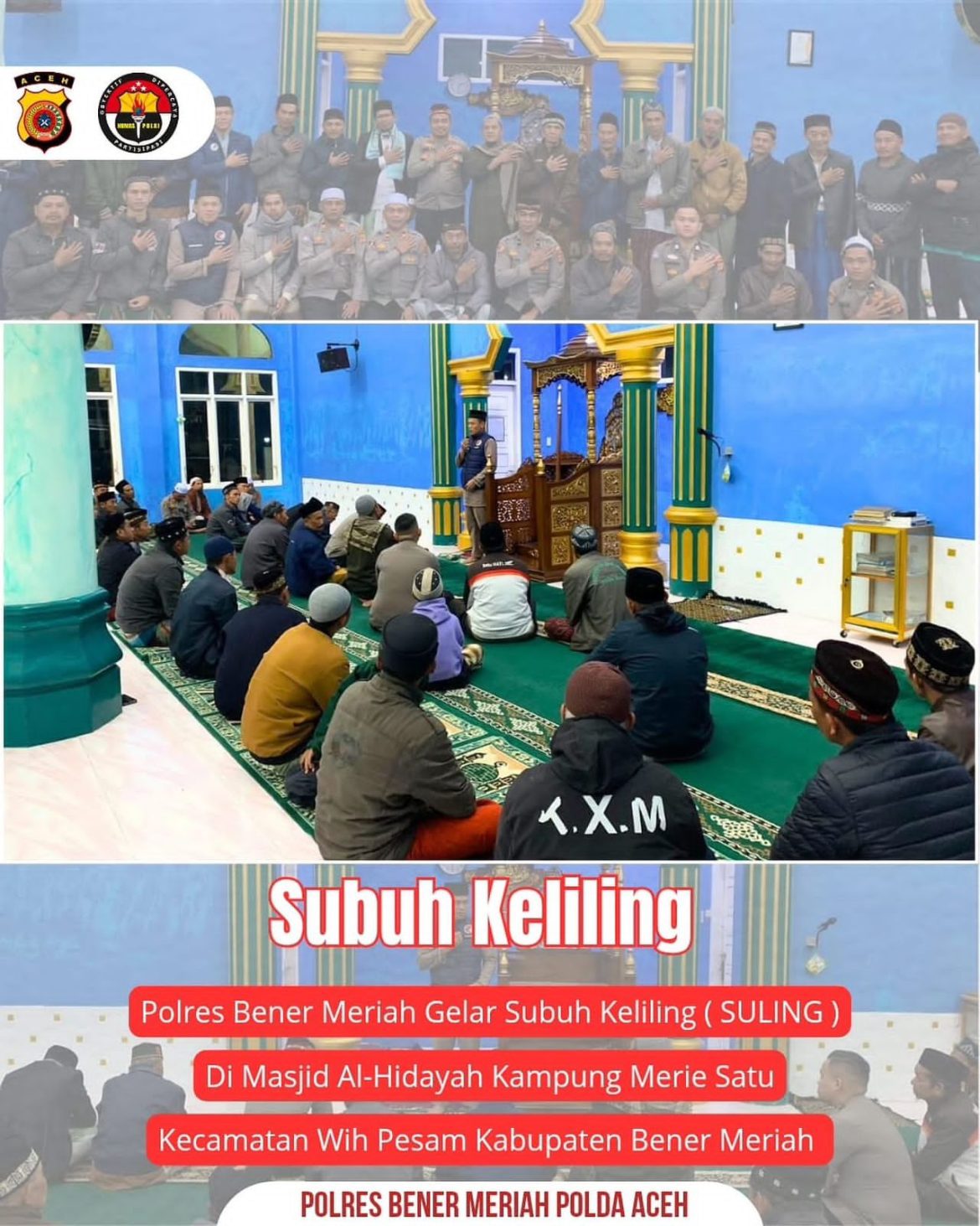 Polres Bener Meriah Gelar Subuh Keliling Di Masjid Al-Hidayah, Ajak Masyarakat Jauhi Narkoba   