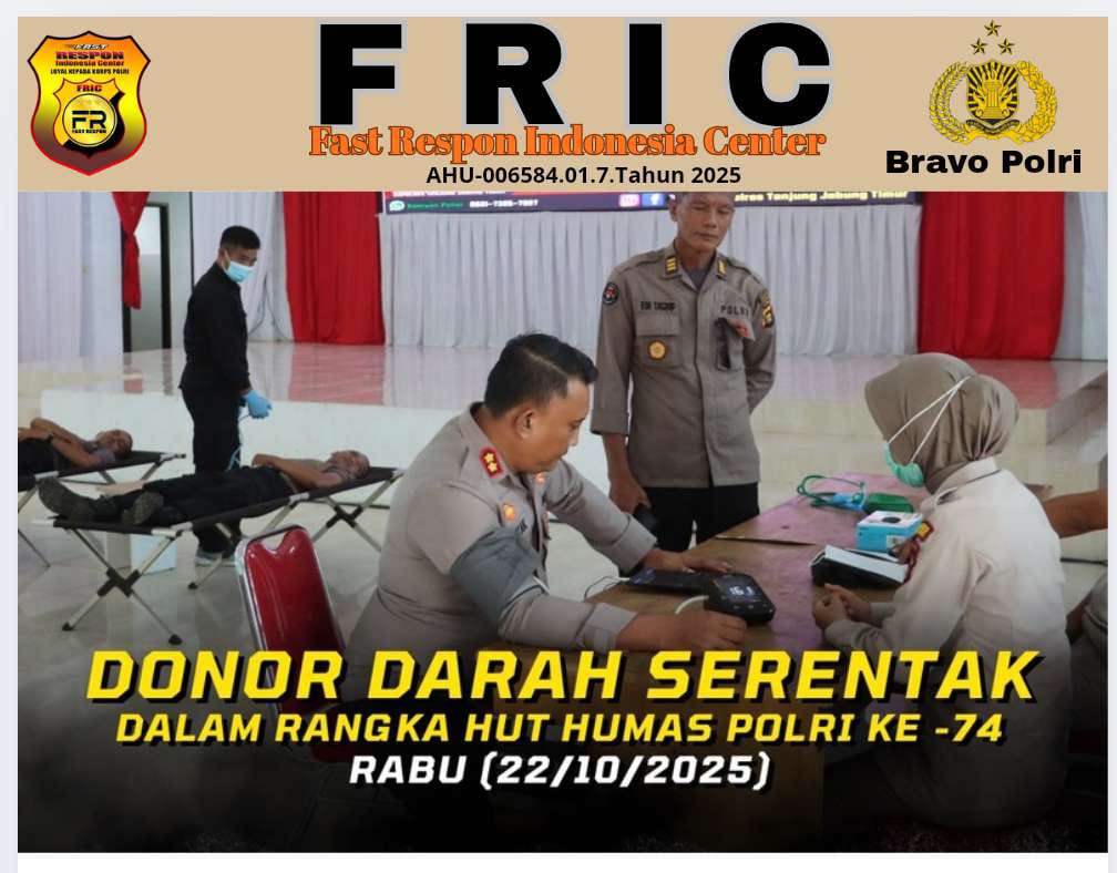 Polres Tanjung Jabung Timur Gelar Donor Darah dalam Rangka Hari Jadi ke-74 Humas Polri Tahun 2025   