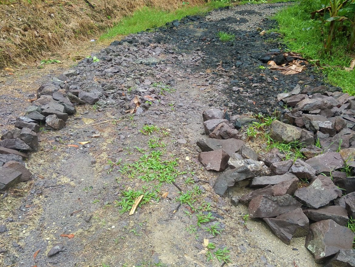 Proyek Pengerasan Jalan Makadam,Th 2024,2025 Dukuh Rawabayem Desa PLUMBON, Diduga Proses, Matrial Batu Tidak Layak.