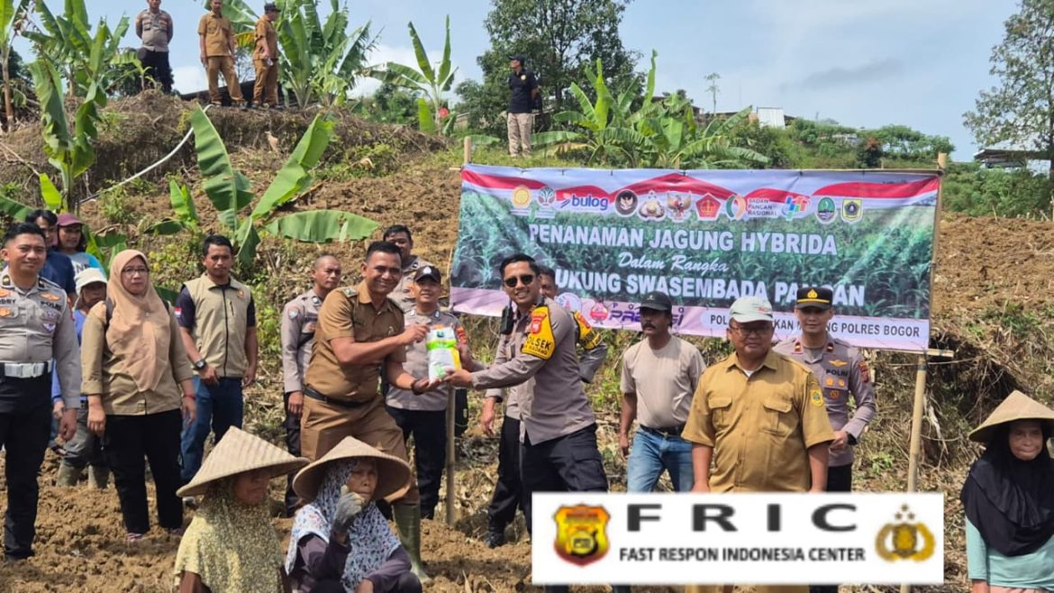 Polsek Babakan Madang Polres Bogor Tanam Jagung Hibrida Dukung Program Ketahanan Pangan   