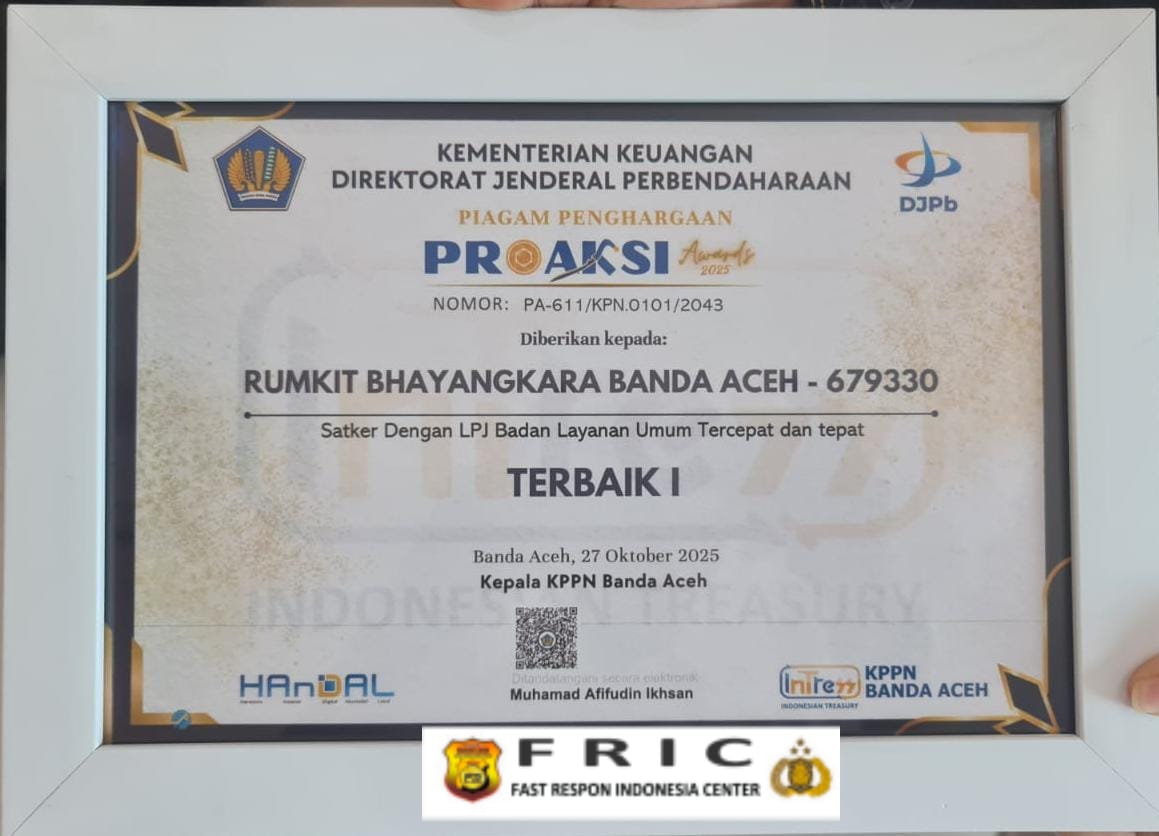 Rumkit Bhayangkara Polda Aceh Raih Tiga Penghargaan: BLU LPJ Tercepat serta Maturity Rating dan Capaian IKPA Terbaik   