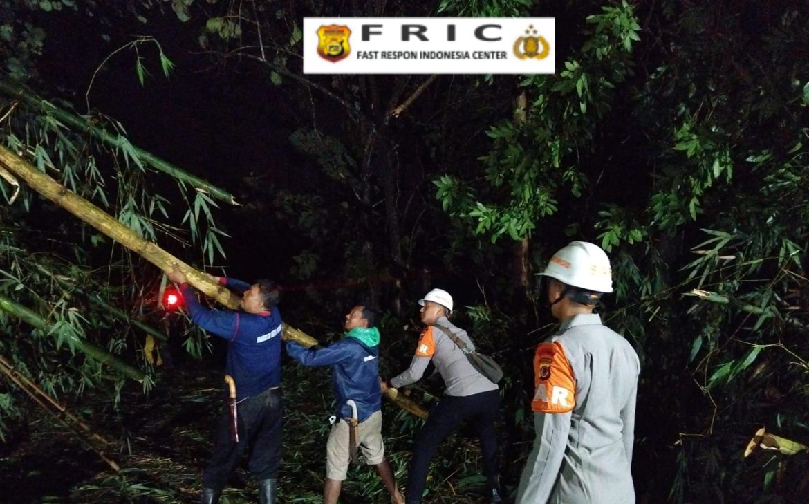 Reaksi Cepat Tim SAR Sat Brimob Polda Jabar Evakuasi Pohon Tumbang di Sumedang   