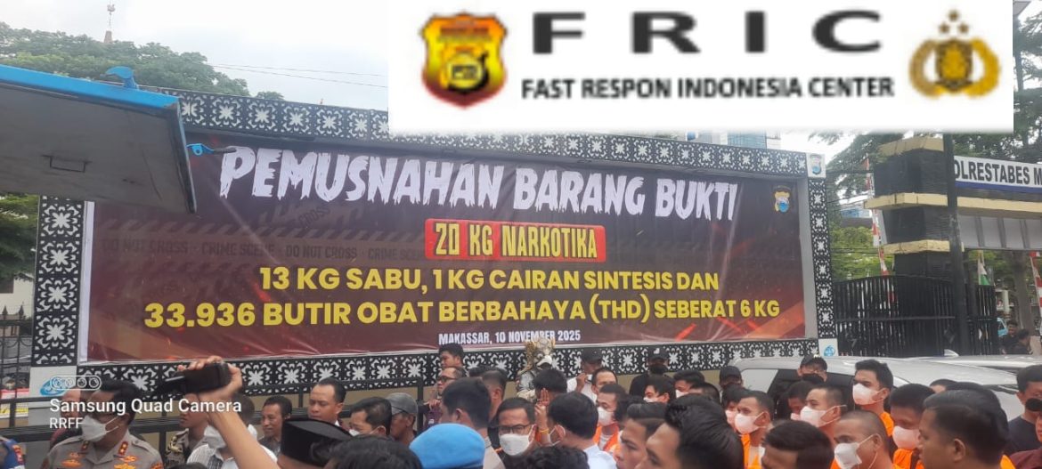 Polrestabes Kota Makassar Melakukan Pemusnahan Barang Bukti Bersama Jajaran Terpadu Dalam Pemberantasan Narkoba Di Wilayah Hukum Polda Sulsel    