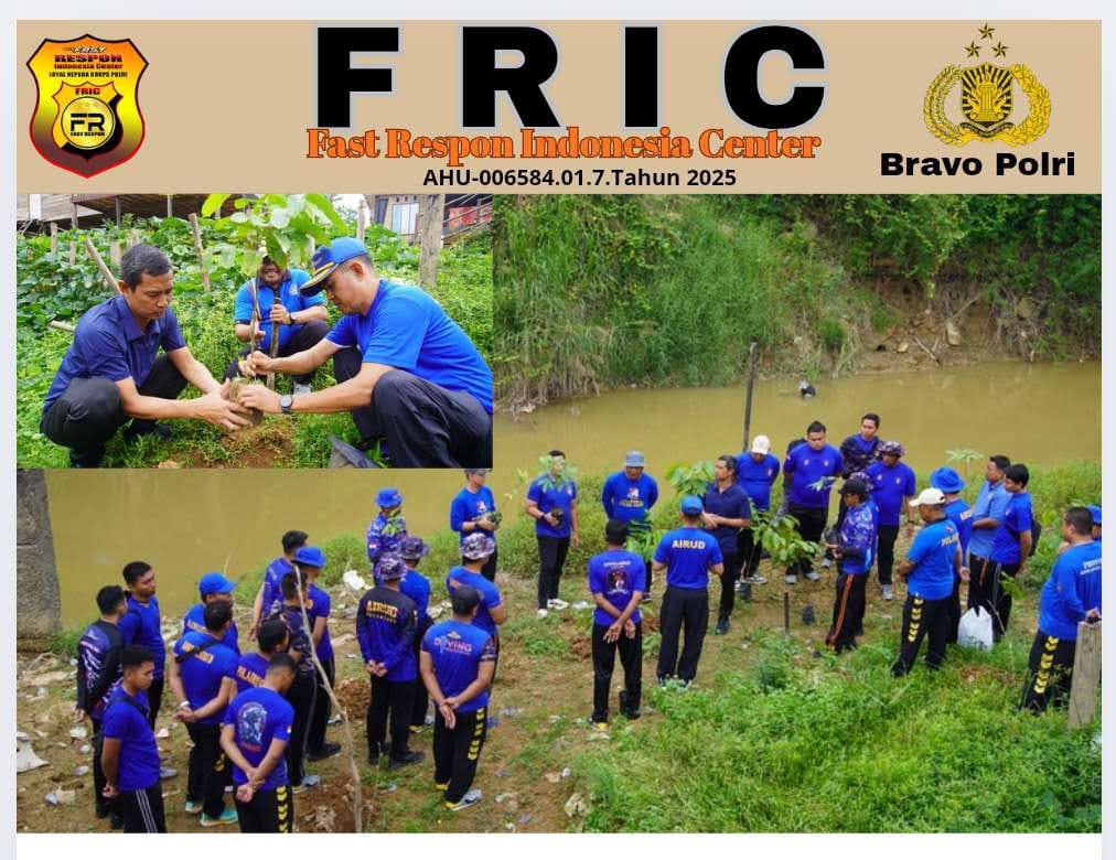 Ditpolairud Polda Jambi Tanam 100 Pohon Matoa di Tepian Sungai Kampung Pulau Pandan Kota Jambi.