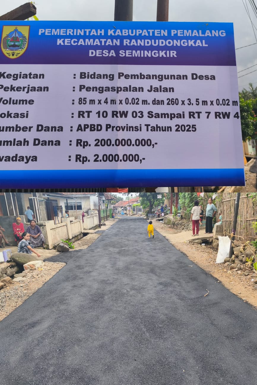 Masyarakat Desa Semingkir RT 10/03 Dan RT 07/04 Gini Bergembira Berkat APBD Provinsi Tahun 2025 Kini Jalan Tersebut Sudah Di Aspal .