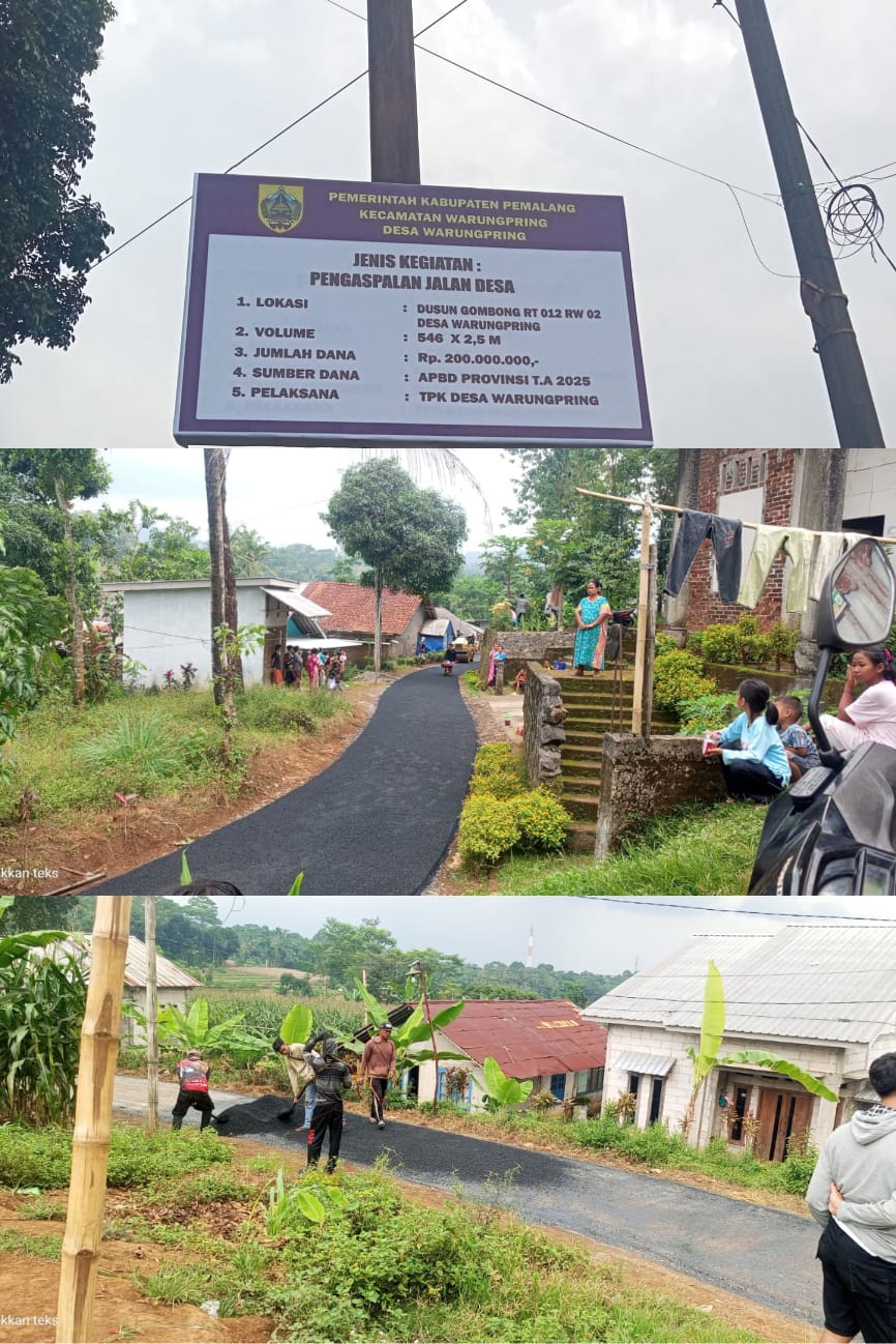 Warga Dusun Gombong Warungpring Sambut Gembira Pengaspalan Jalan Di RT 012.RW 02