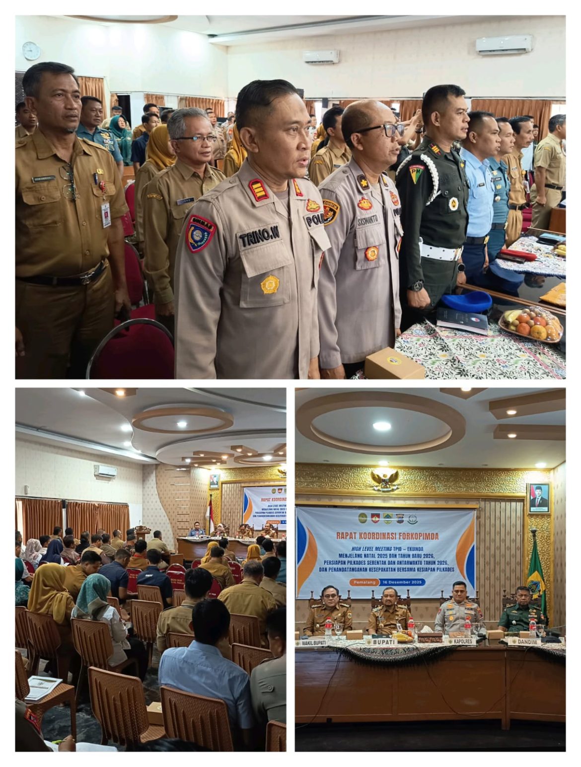 Dandim Pemalang Hadiri Rapat Koordinasi Forkopimda High Level Meeting TPID–Ekuinda Jelang Natal 2025 dan Tahun Baru 2026 serta Kesiapan Pilkades 2026